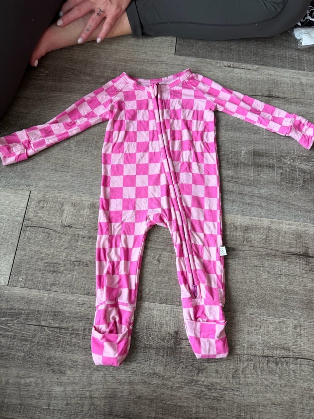 Pink Checkered Baby Bean & Co bamboo Pajamas